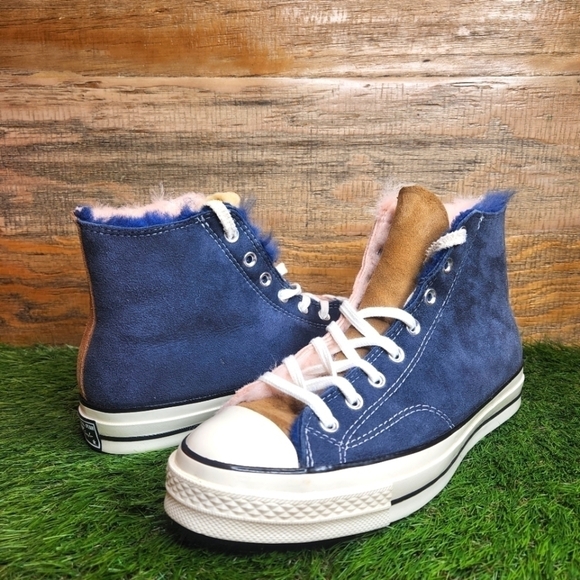New Converse Tri Panel x Chuck 70 Hi 'Navy Blue/Baby Pink' 166319C - Picture 1 of 10